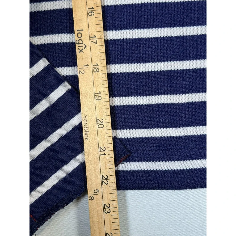 Vineyard Vines Shirt Womens Medium Blue Striped Fleece Long Sleeve Nautical